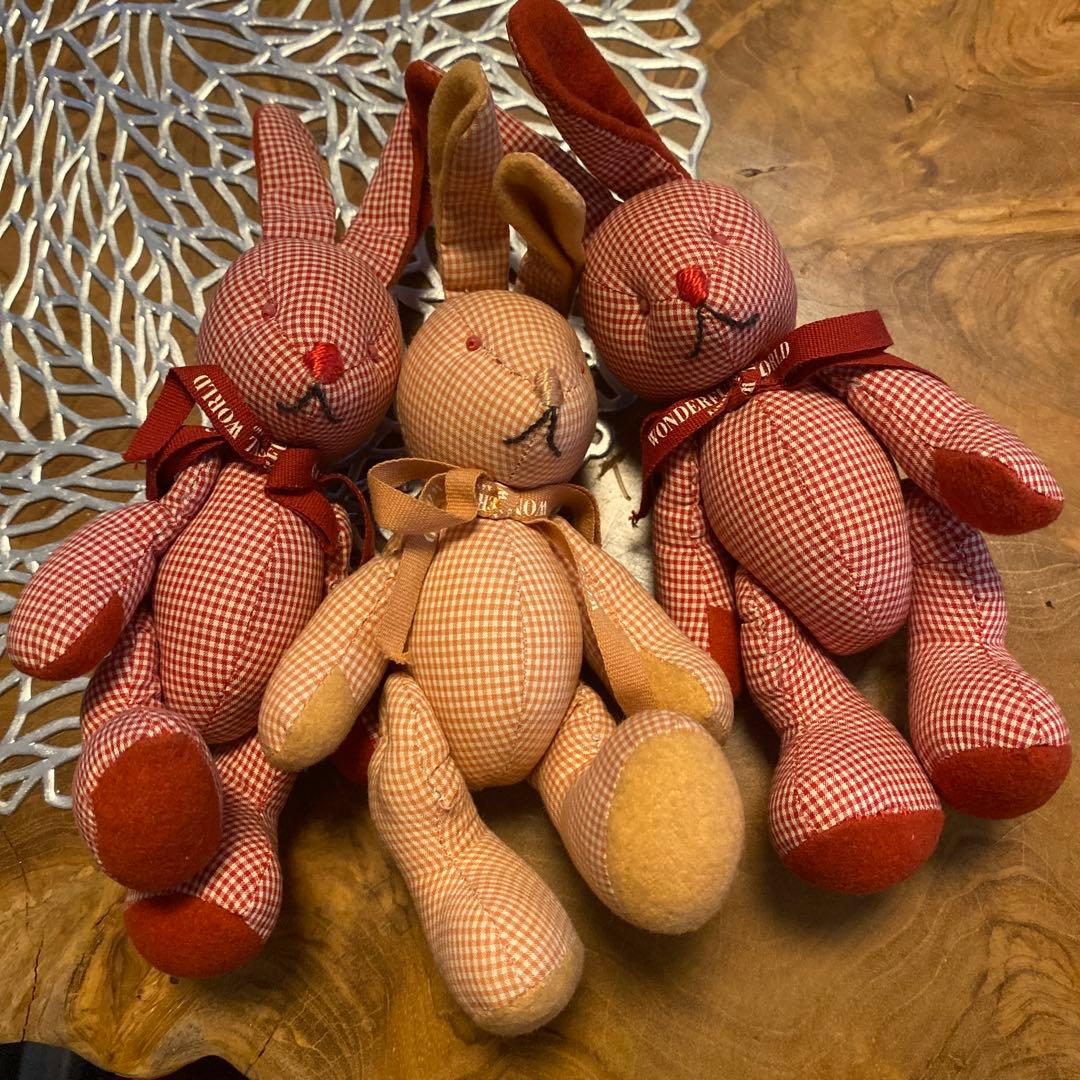 WONDERFUL WORLD ギンガムウサギ コサージュ 3色 セット