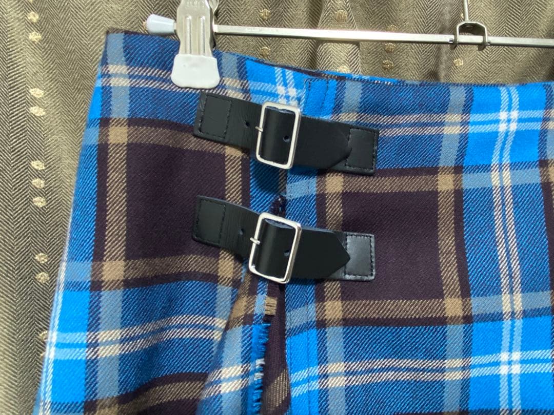 2025AW 新品【Whim Gazette】チェックフリンジスカート　ブルー