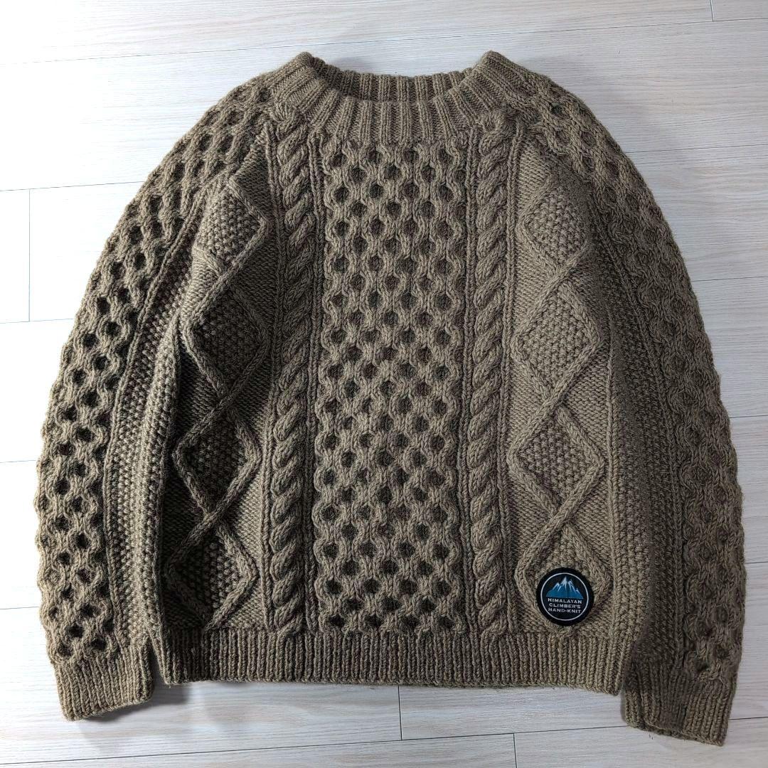 ヒマラヤンクライマーズ ハンドニット エルボーパッチ アラン編 肉厚