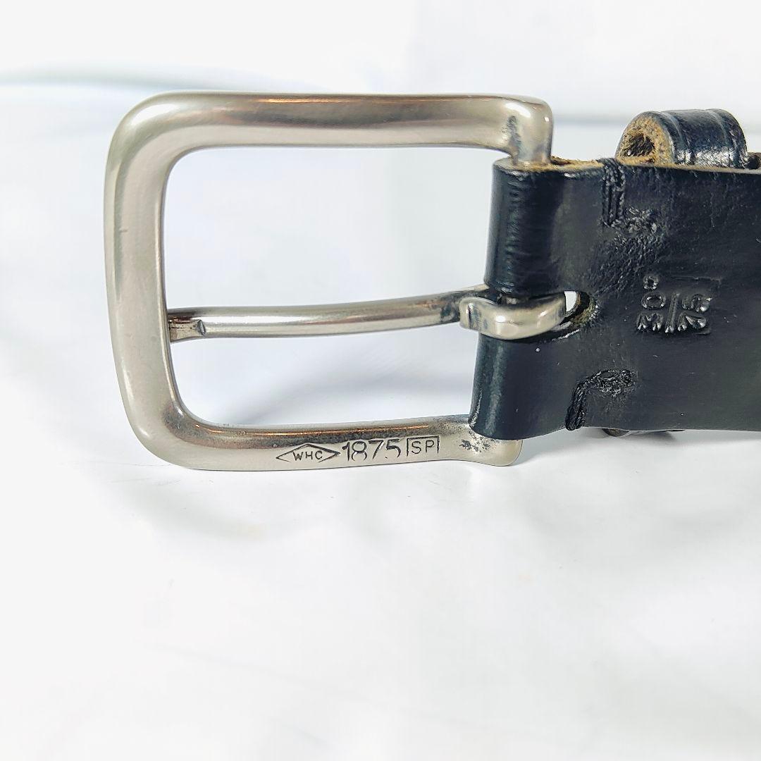 【極美品】Whitehouse Cox 英国製　極厚黒艶編込み　高級ドレスベルト