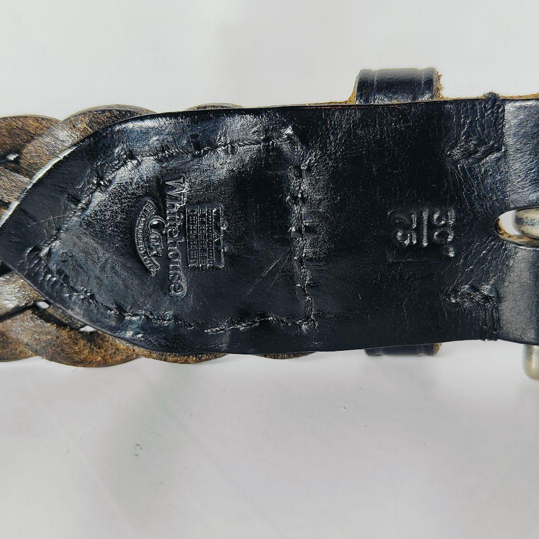 【極美品】Whitehouse Cox 英国製　極厚黒艶編込み　高級ドレスベルト