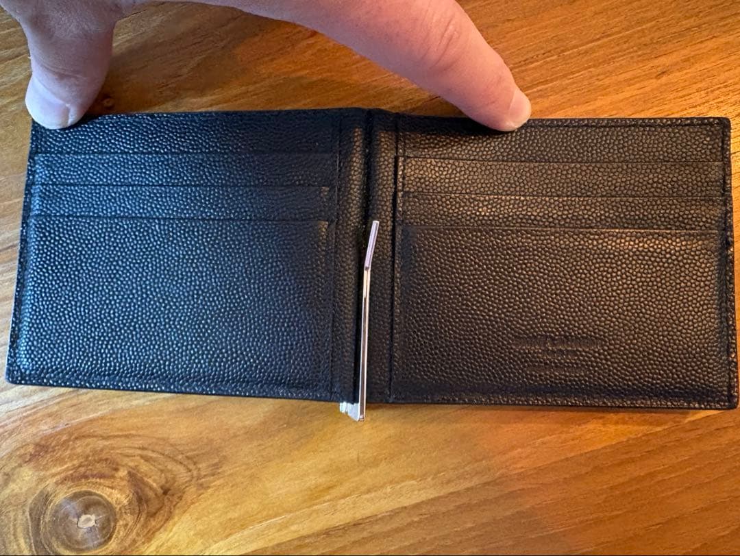 SAINT LAURENT 黒レザー マネークリップ