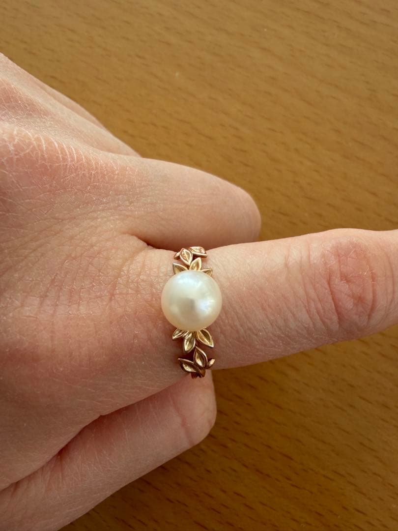 アガット　パールリング　10K