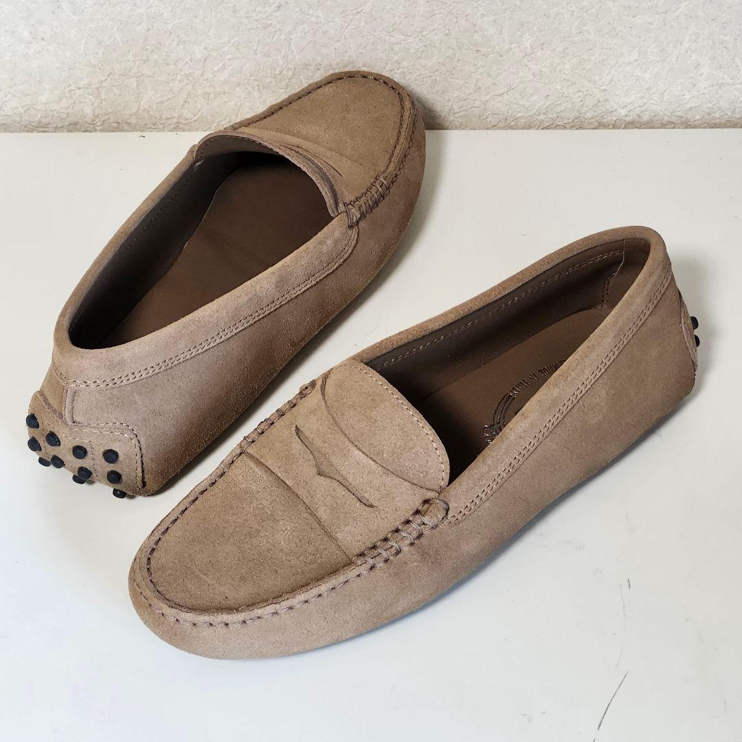 トッズ ドライビングシューズ 37 ベージュ ヌバック ゴンミーニ