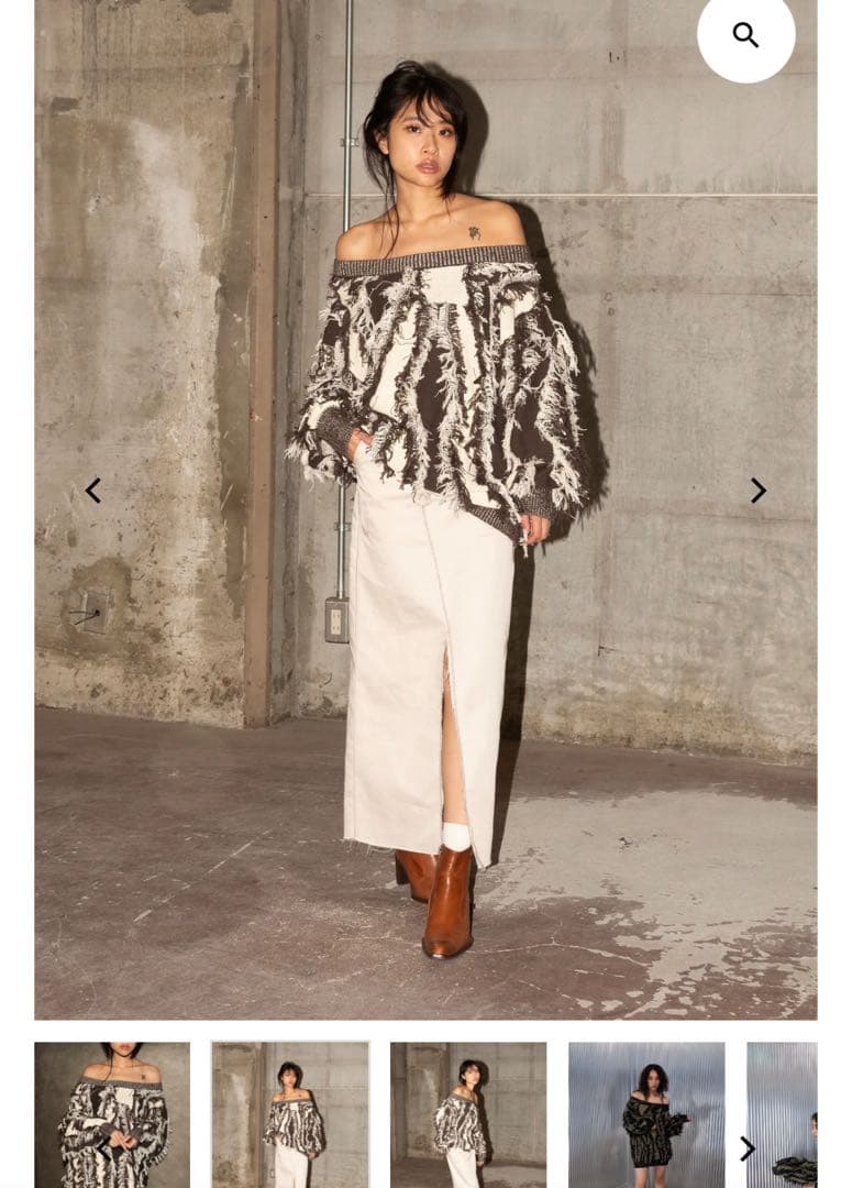 トップス JUEMI juemi Fringe Bi-color Over Knit