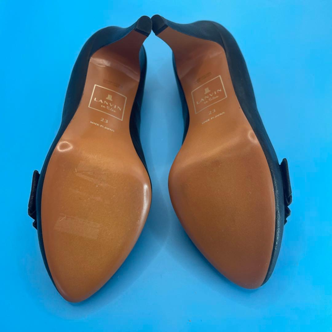 LANVIN en Bleu ランバン ヒール　リボン　ブラック　23㎝