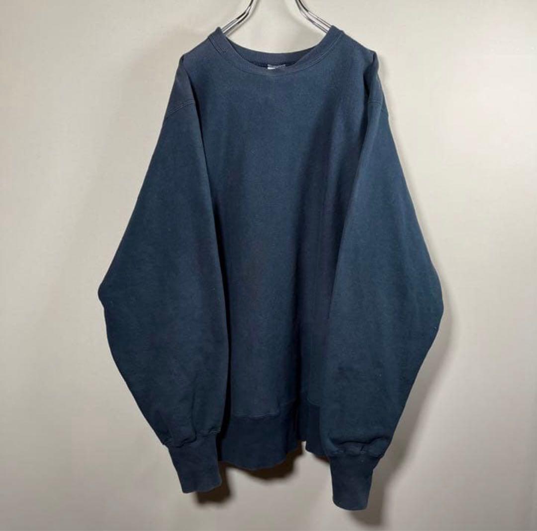90s 目無し XL 紺色 無地 チャンピオン リバースウィーブ スウェット