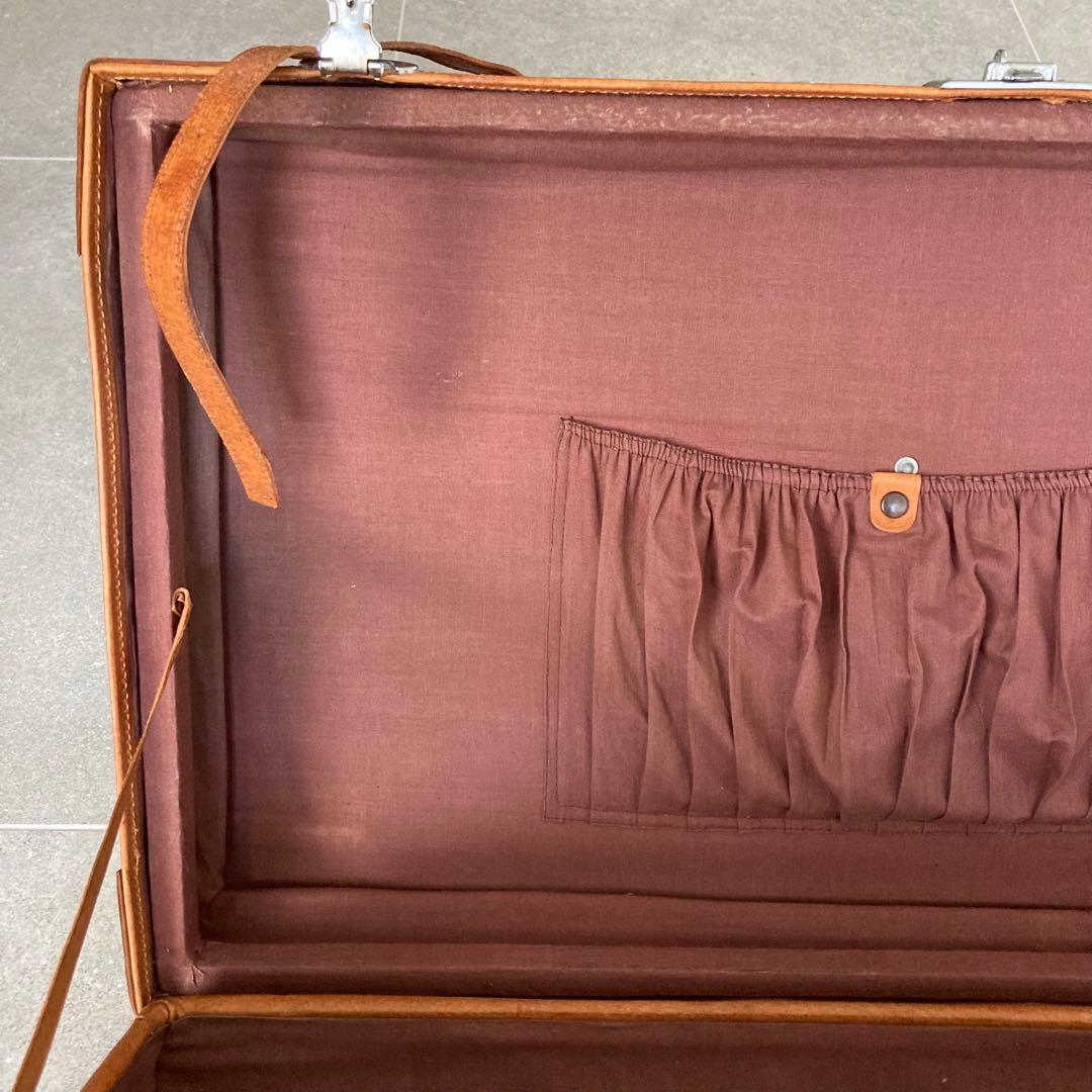 特大 ヴィンテージ 本皮 トランクケース 鍵付き レザートランク レトロ 古道具