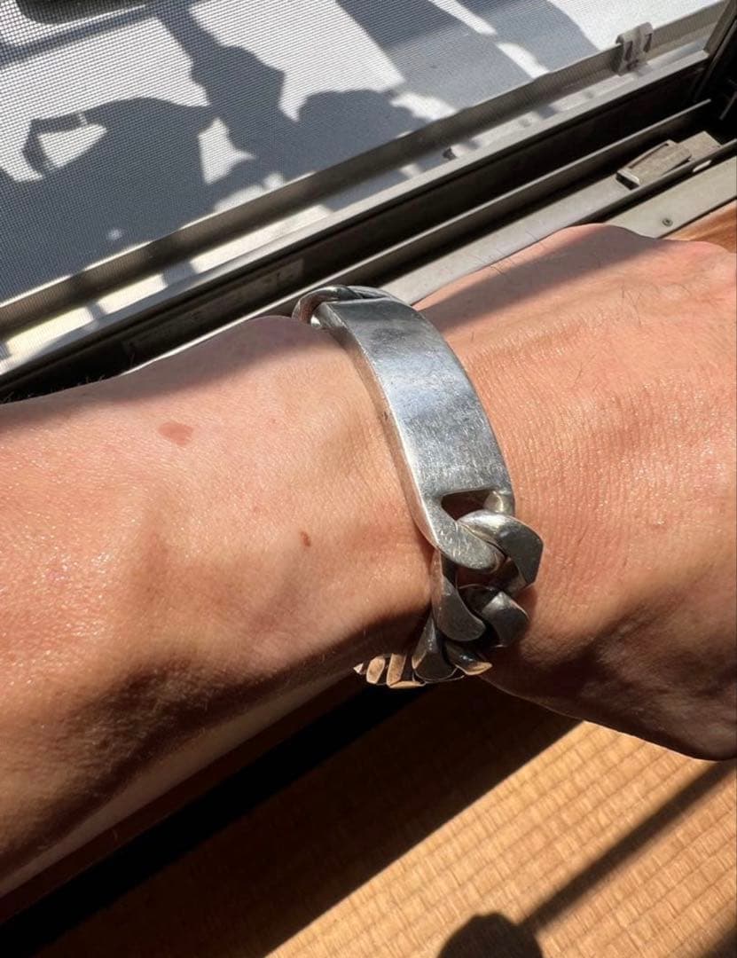 シルバー製 ヴィンテージIDブレスレット104g