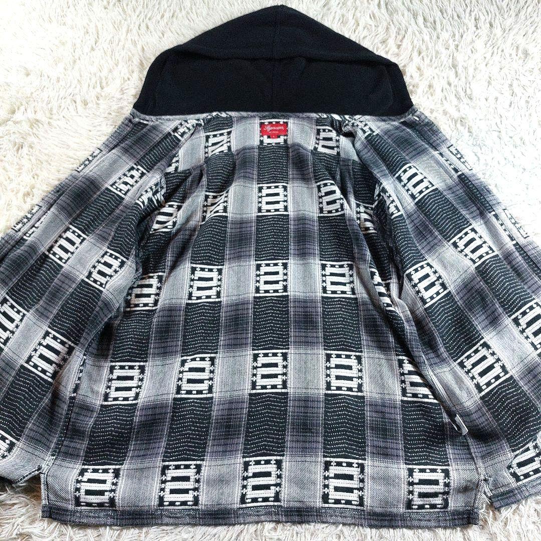 Lサイズ Supreme オンブレチェックシャツ ドッキング 刺繍ロゴフーディー