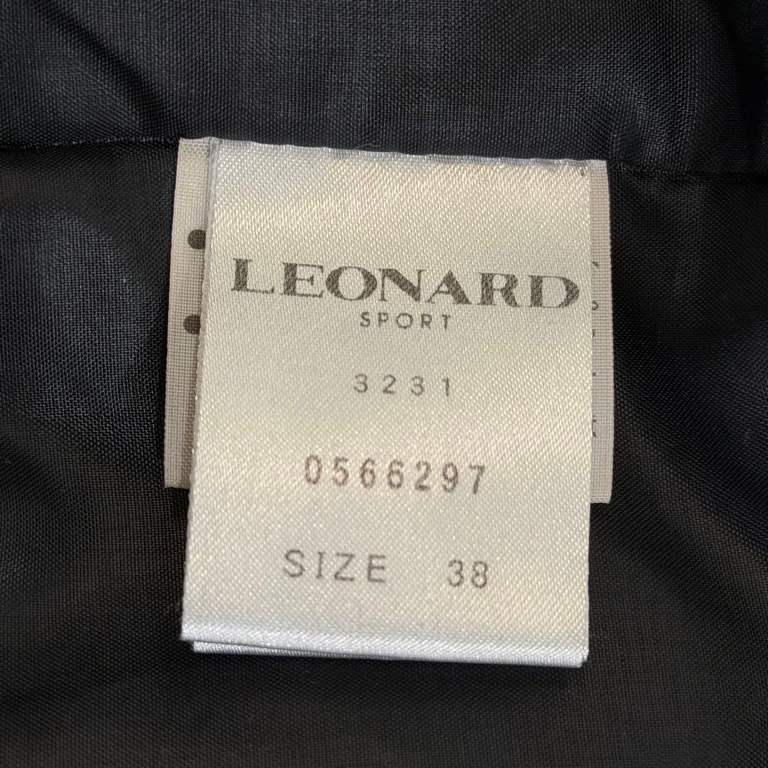 レオナール　ダウンコート　フェザー　フード　ロゴ刻印ボタン　日本製　ブラック　M