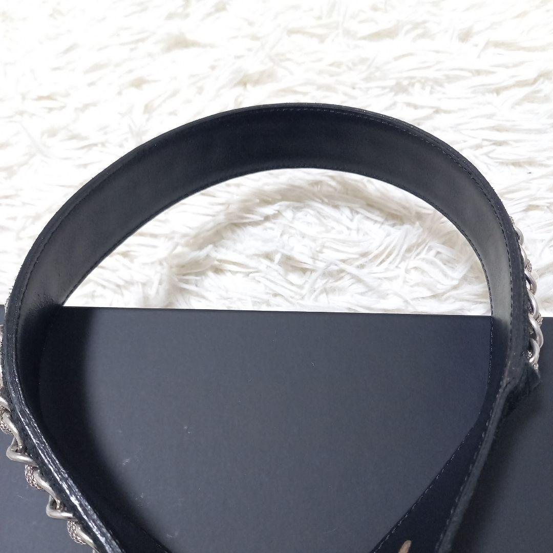 ●良品●　TORNADO MART　Y2K　チェーン　レザー　ベルト　シルバー