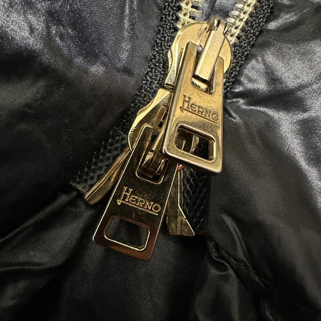 HERNO ダウンコート　ヘルノ　ブラック　タヌキファー　Aライン　ロング丈