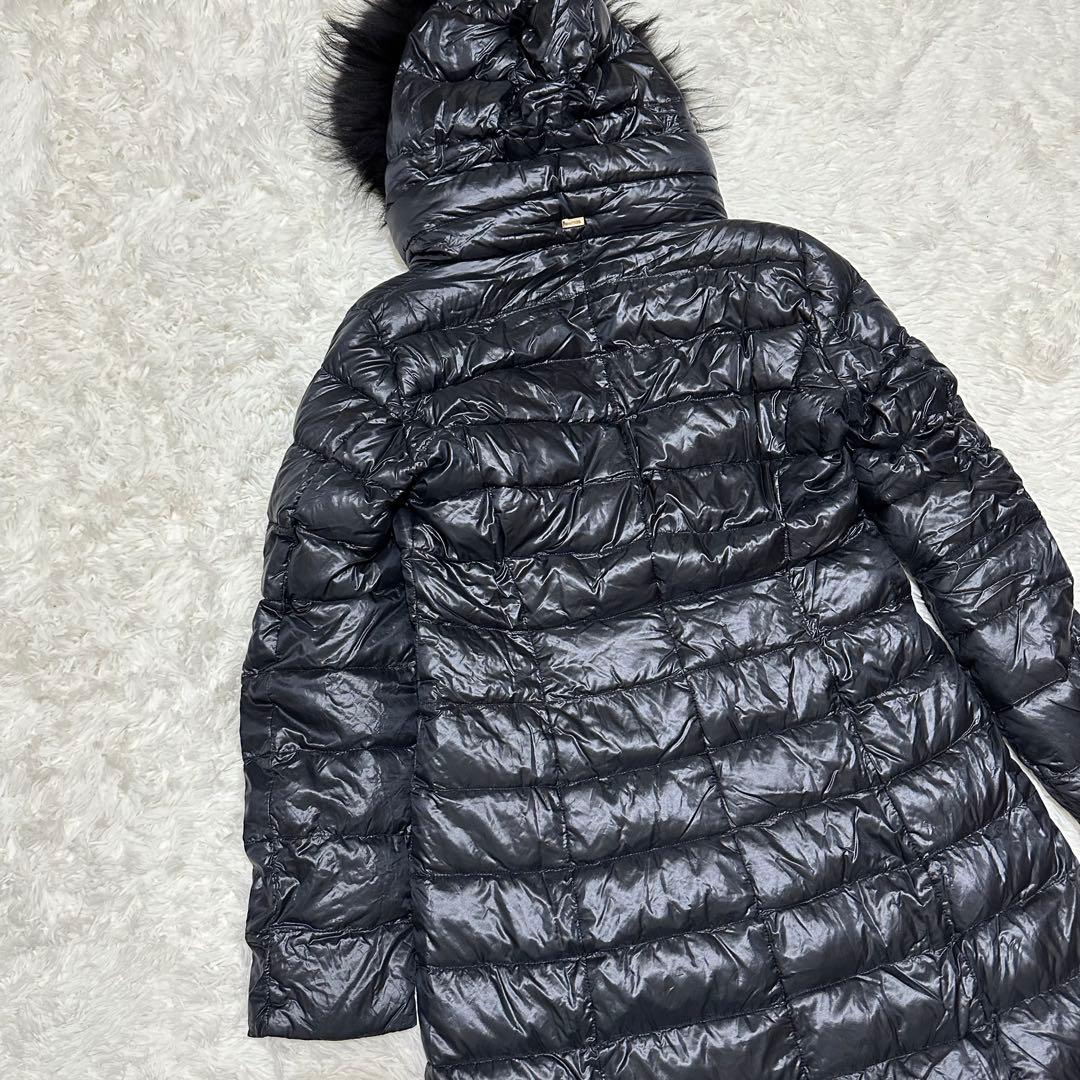 HERNO ダウンコート　ヘルノ　ブラック　タヌキファー　Aライン　ロング丈