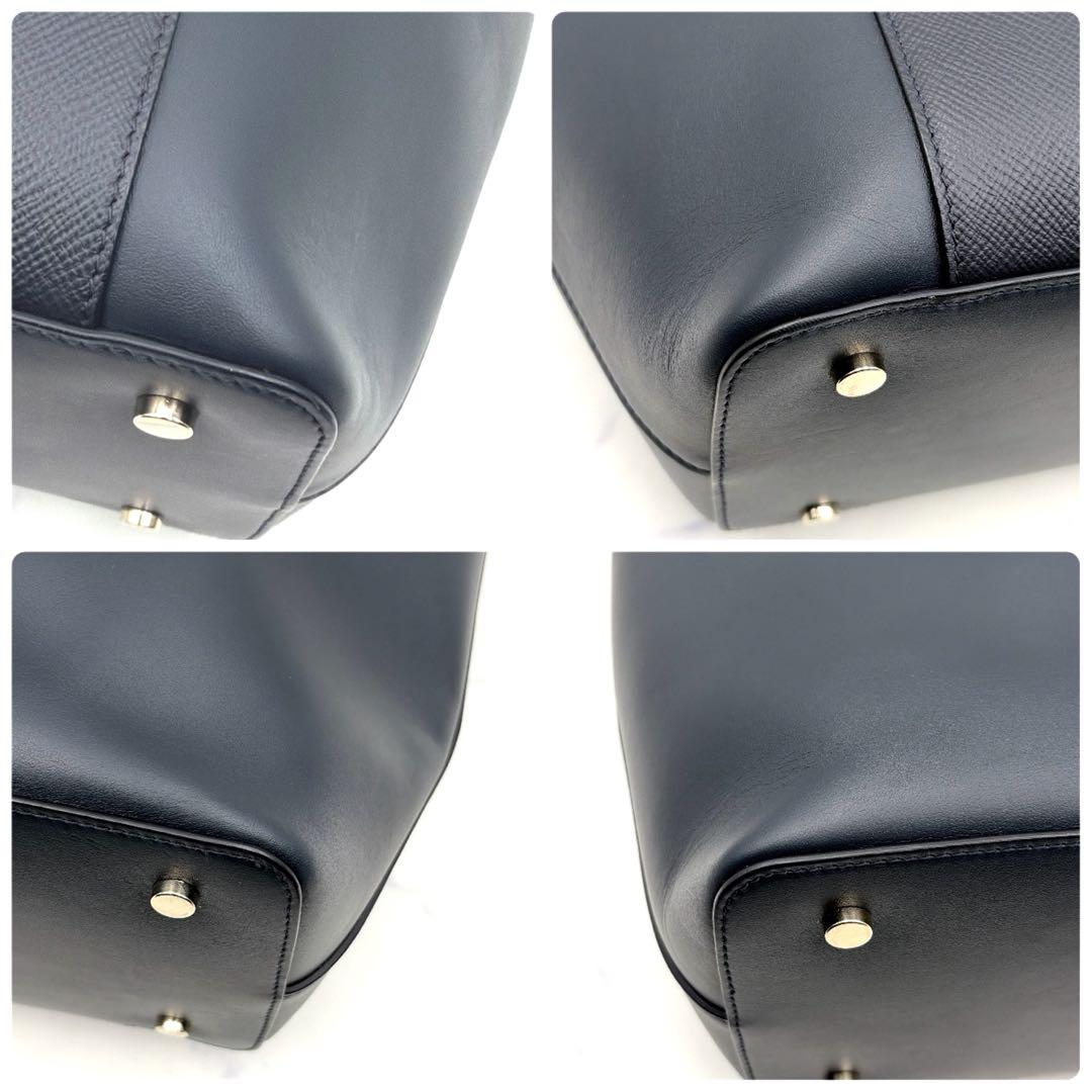 極美品 スマイソン レザー トートバッグ A4 ダークネイビー 肩掛け 仕事