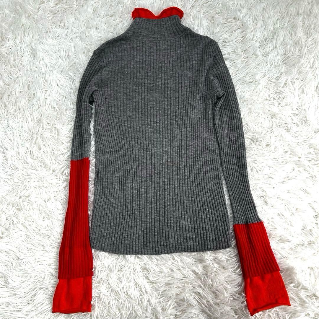 24AW ENFOLDハイネックリブバイカラープルオーバー ニット