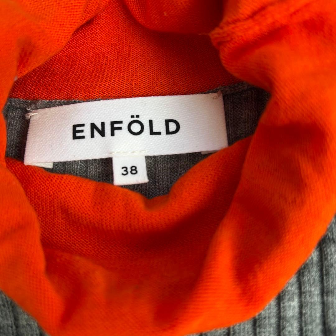 24AW ENFOLDハイネックリブバイカラープルオーバー ニット