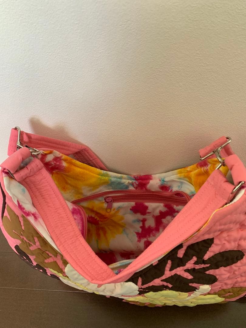 ハワイアンキルト 2WAYバッグ　ピンク/ハイビスカス