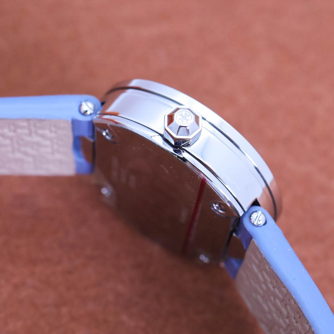 稼働 TORY BURCH 腕時計 ラウンド カーフレザー ロゴ文字盤 1908