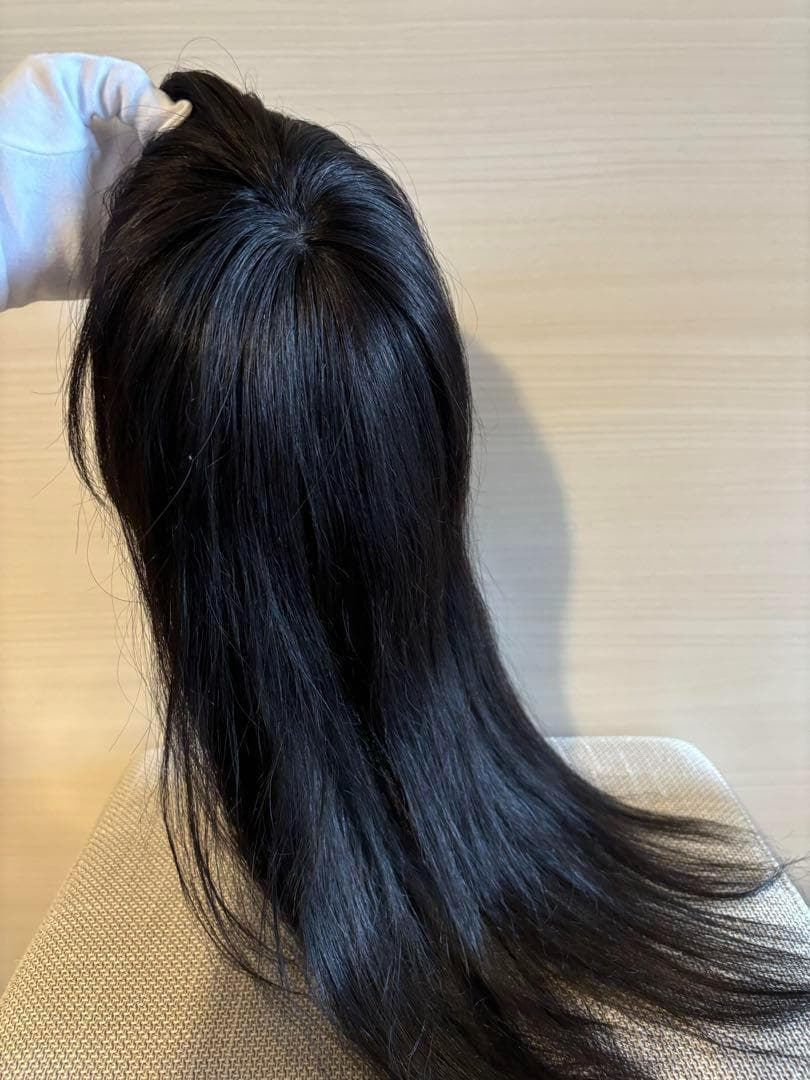 人毛100%　レミー　部分ウイッグ　人工頭皮　ロング　つむじ　分け目　カバー