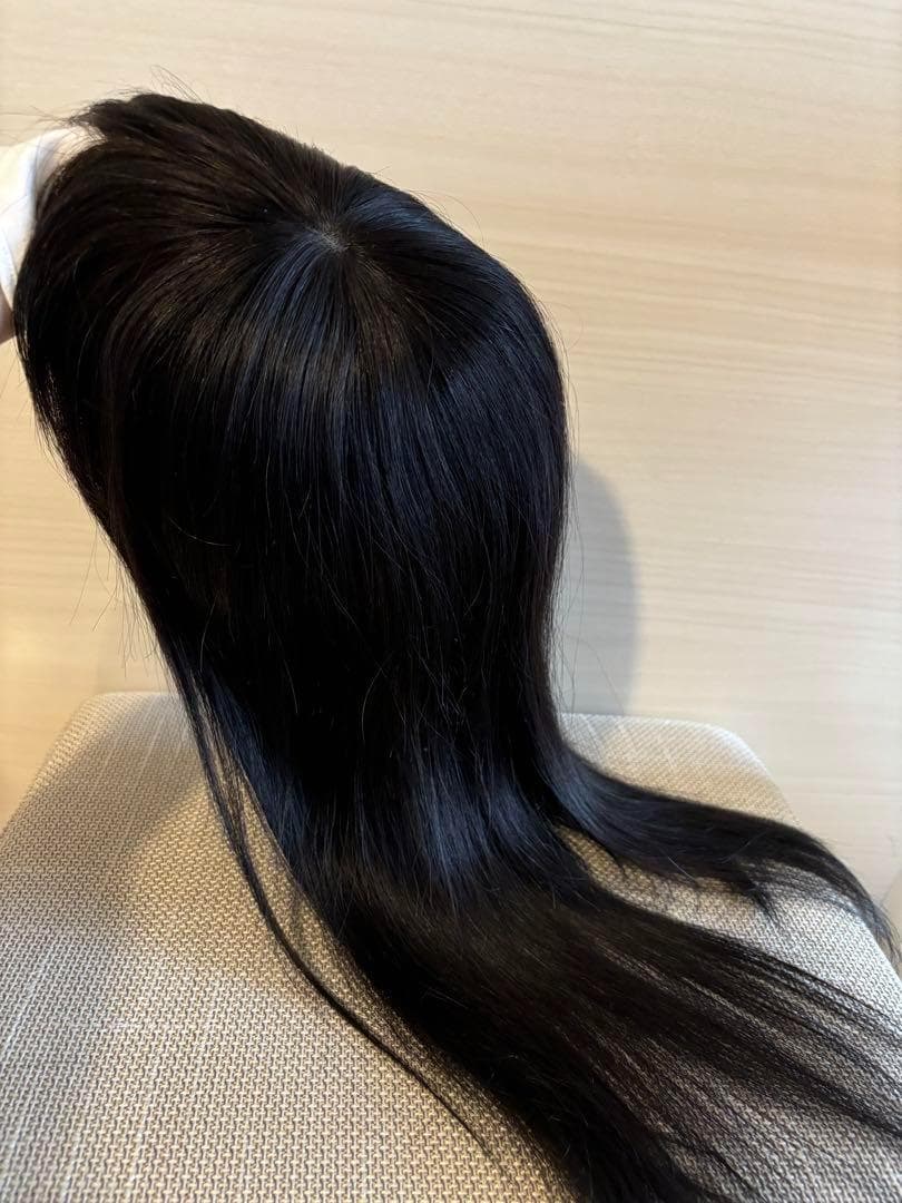 人毛100%　レミー　部分ウイッグ　人工頭皮　ロング　つむじ　分け目　カバー