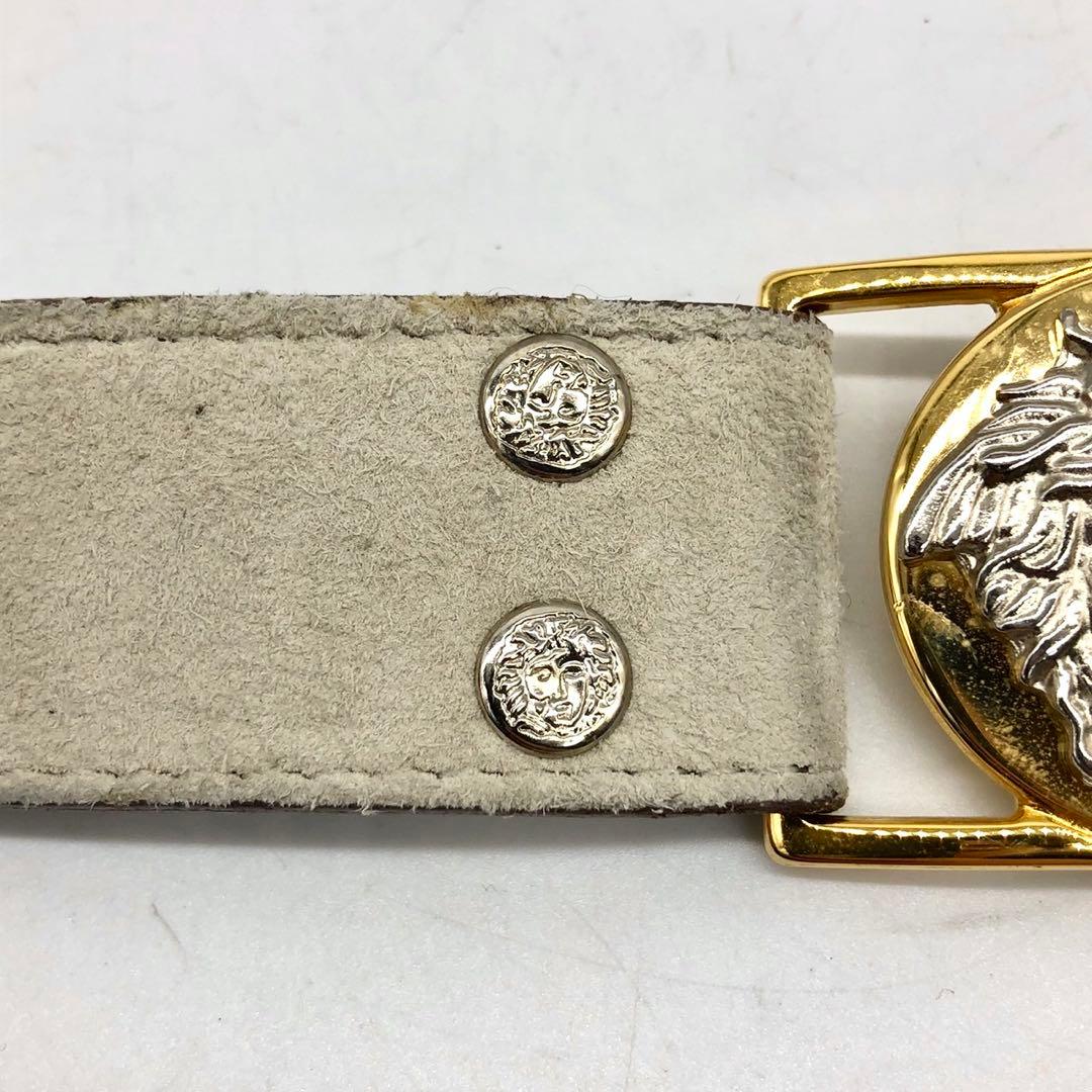 【美品】ヴェルサーチ ベルト メデューサ スウェード ベージュ ゴールド 95