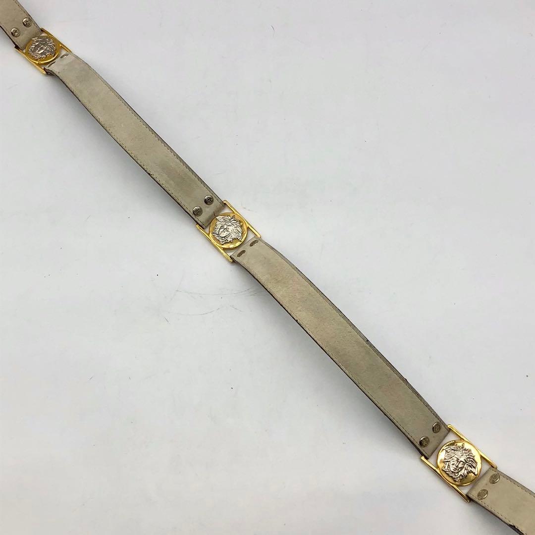 【美品】ヴェルサーチ ベルト メデューサ スウェード ベージュ ゴールド 95