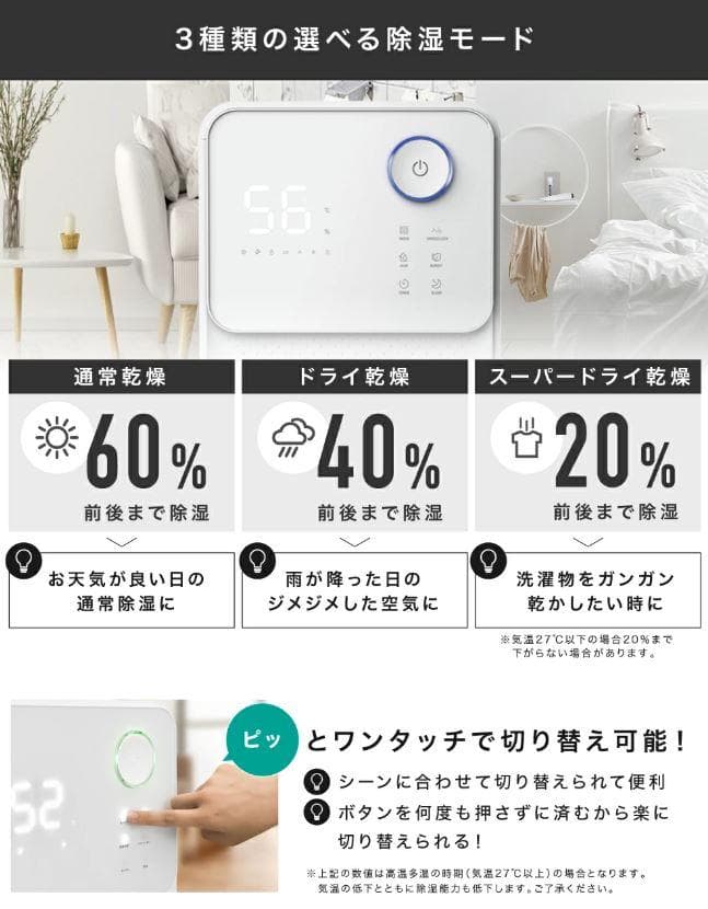コンプレッサー式除湿機 空気清浄機 乾燥器 湿気対策 除湿乾燥機 マイナスイオン