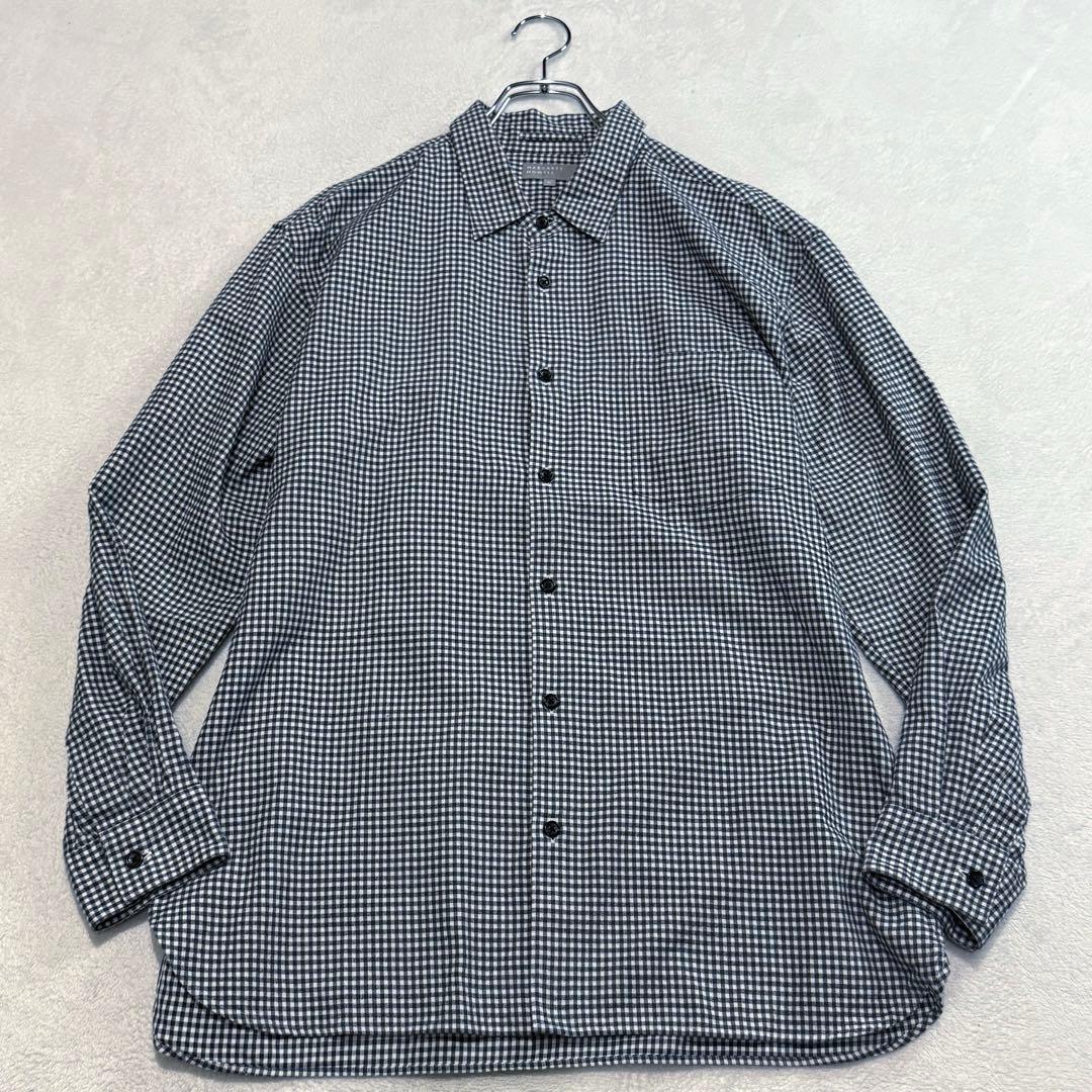 マーガレットハウエル　ギンガムチェック柄　長袖シャツ　XLサイズ　白黒　コットン