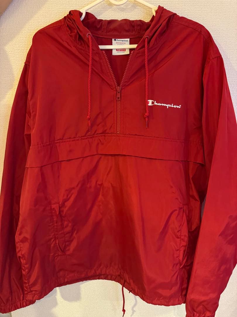 Champion Supreme コラボ 赤 ナイロンジャケット L