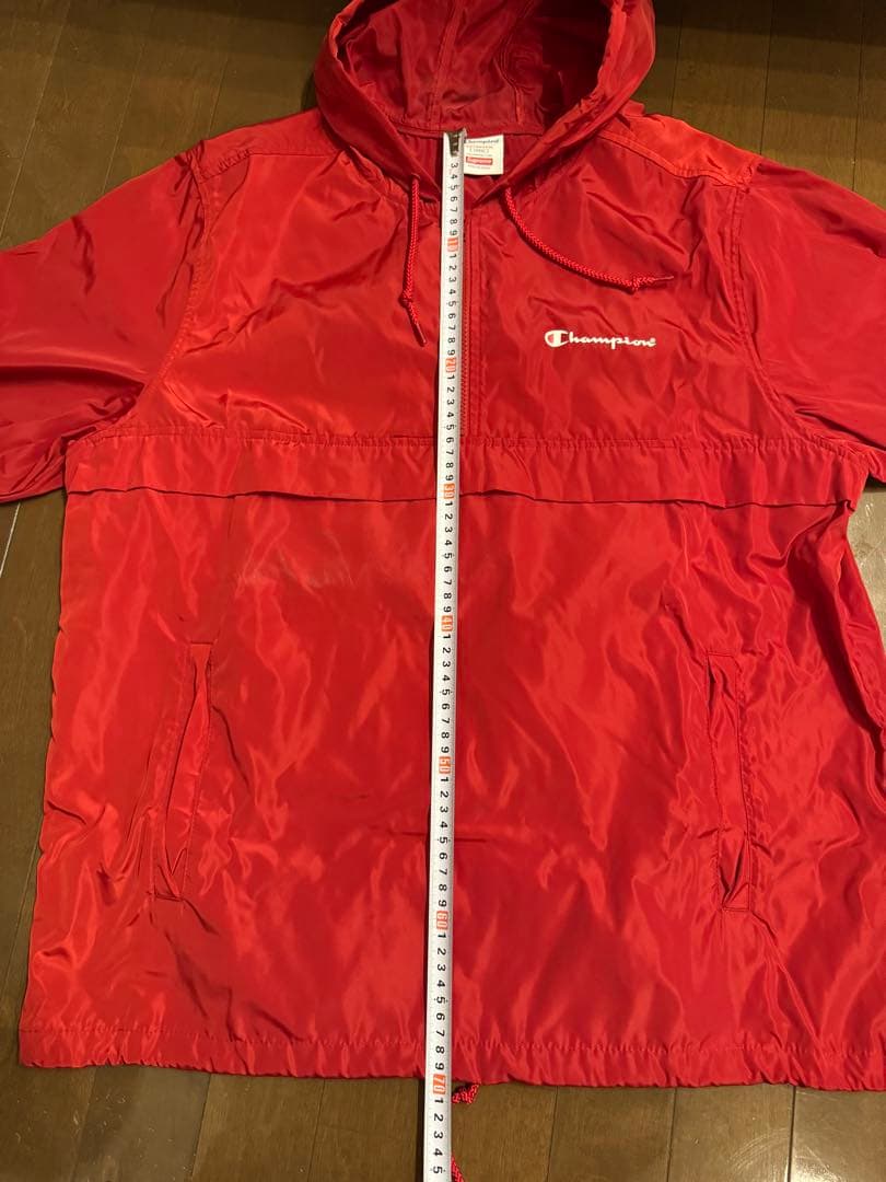 Champion Supreme コラボ 赤 ナイロンジャケット L