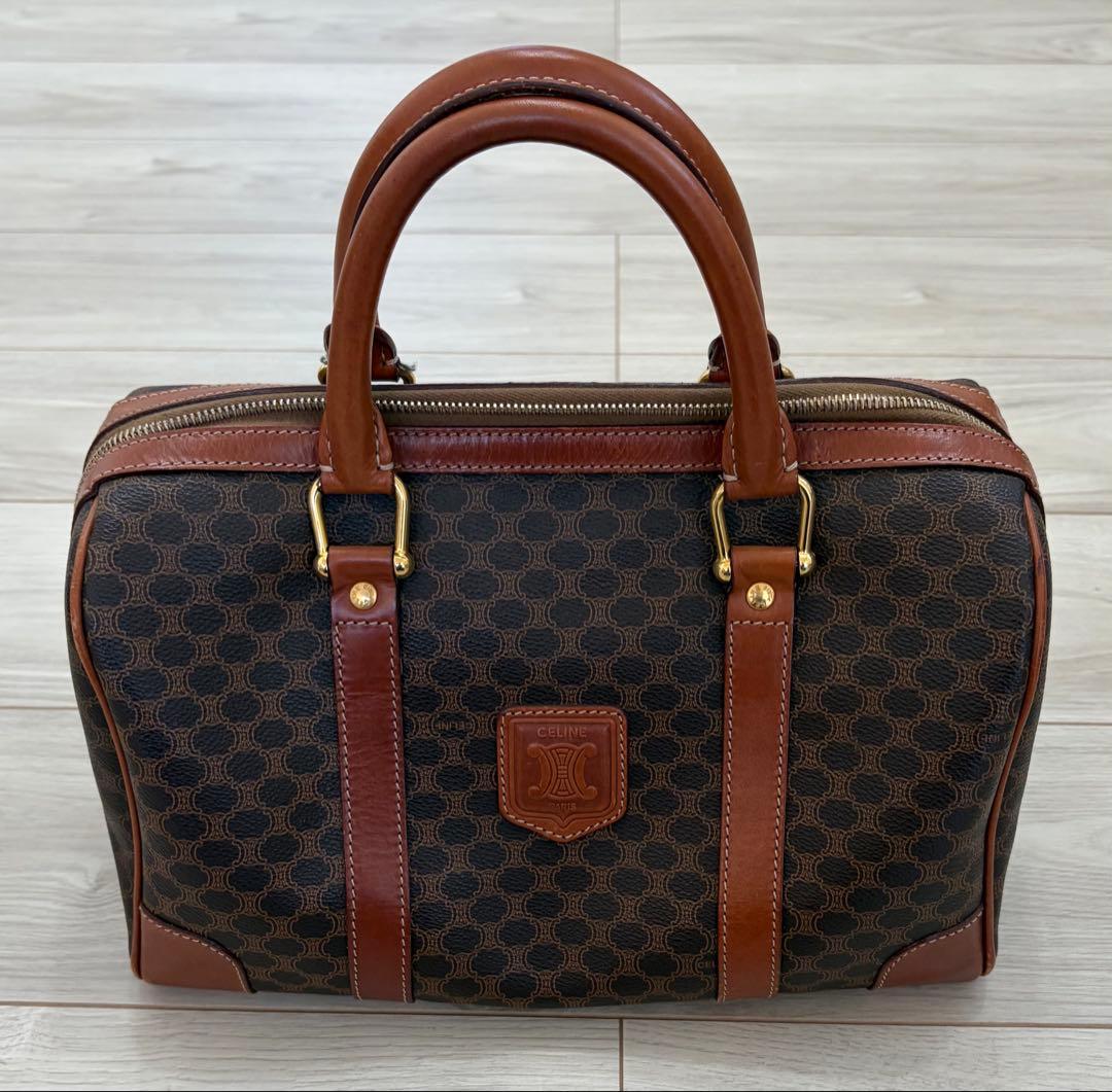 セリーヌ ミニボストン ハンドバッグ マカダム トリオンフ PVC ヴィンテージ