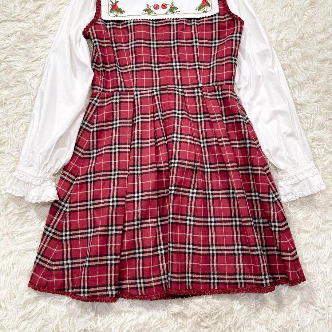 719 ピンクハウス チェルシー チェリー柄 ブラウス チェック ワンピース M