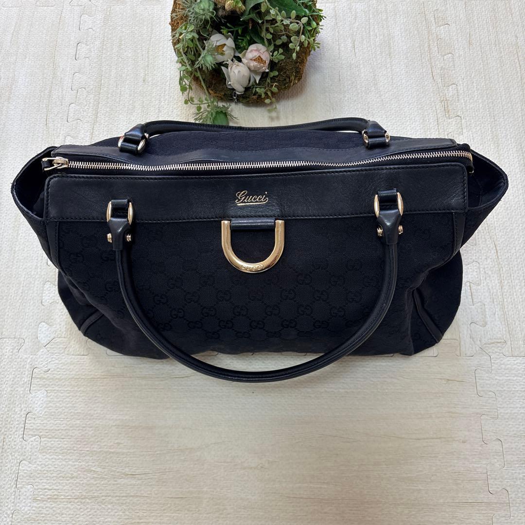 GUCCI グッチ　レザー×キャンバス地　ゴールド金具