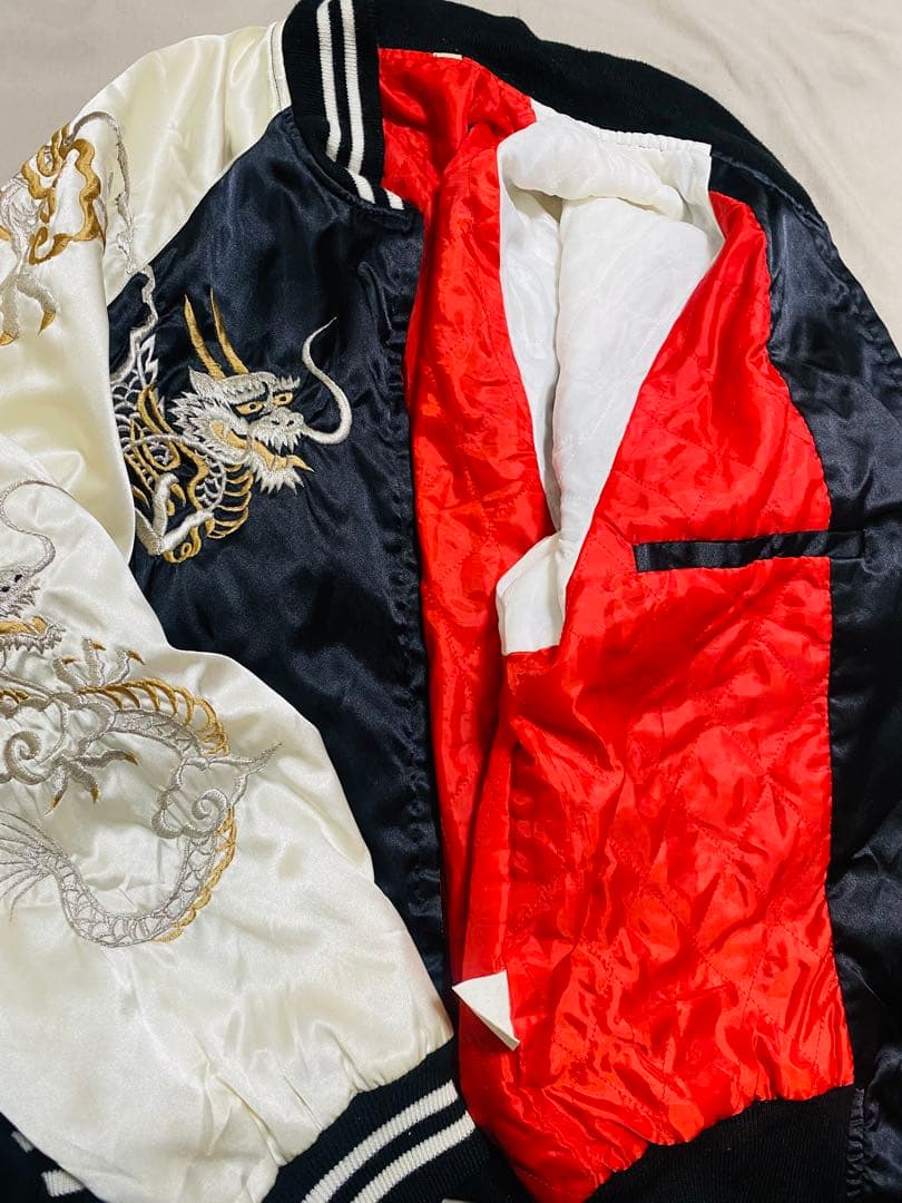 日本製 90s vintage 龍 手作り 限定 スカジャン サテン Japan