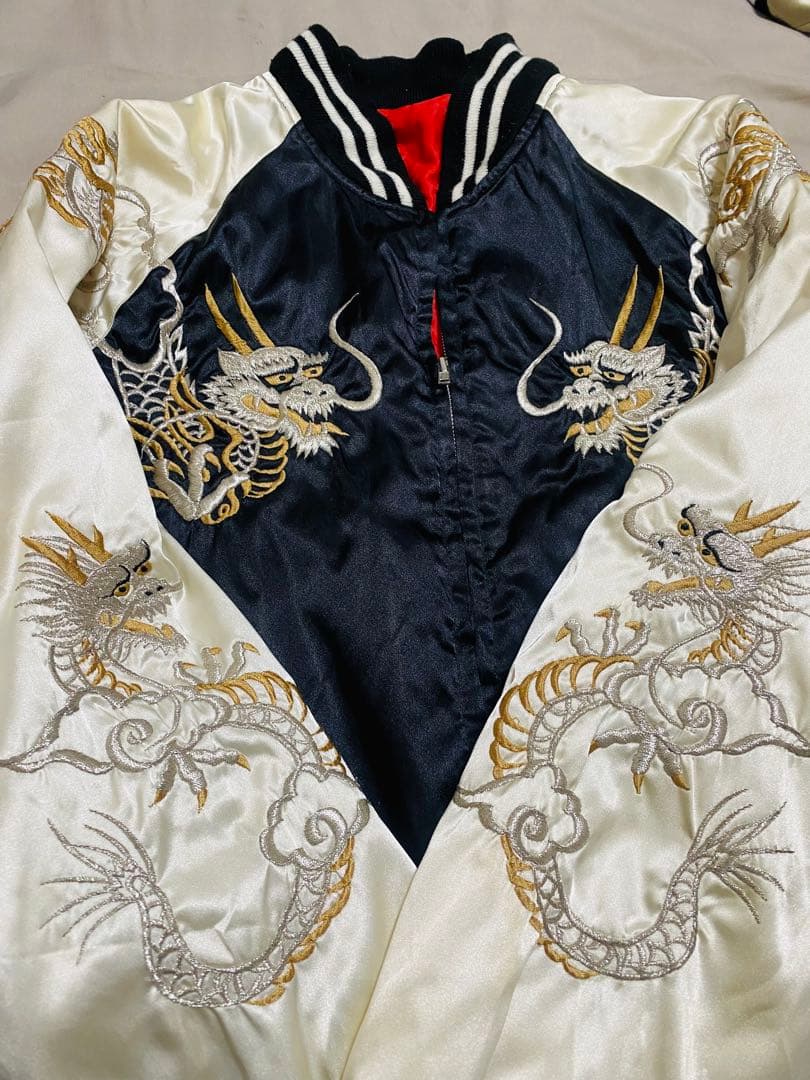 日本製 90s vintage 龍 手作り 限定 スカジャン サテン Japan