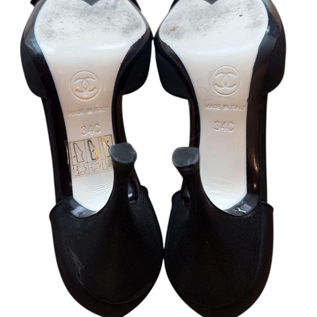 CHANEL カメリア　ハイヒール　リボン　34C 21-22cm相当