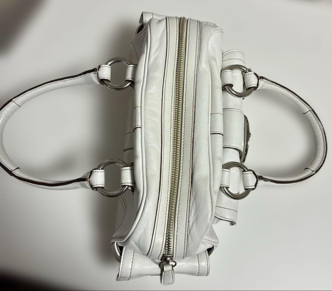 COACH コーチ　ホワイトレザーハンドバッグ　白