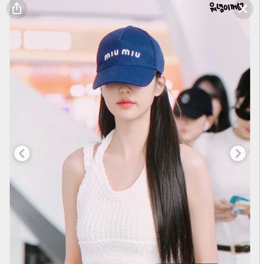 miumiu ドリル ベースボールキャップ　キャップ　帽子