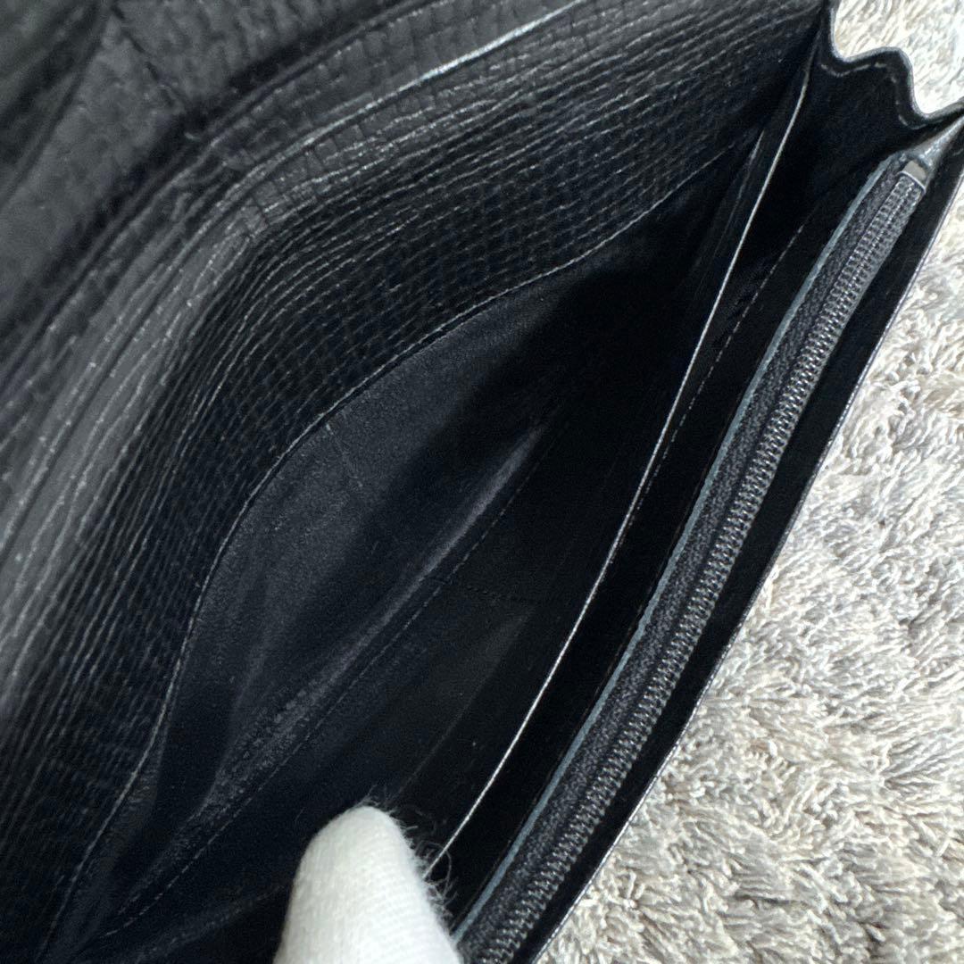 美品 BURBERRY バーバリー シボレザー ブラック 長財布 内ノバチェック