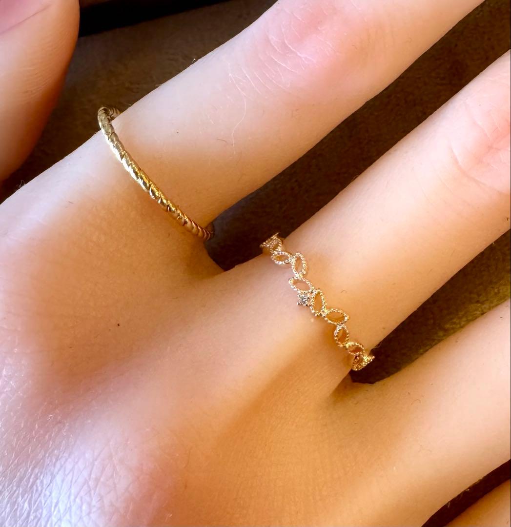 新品磨き済◆agete◆K10YG*13号*リーフモチーフリング*葉*アガット