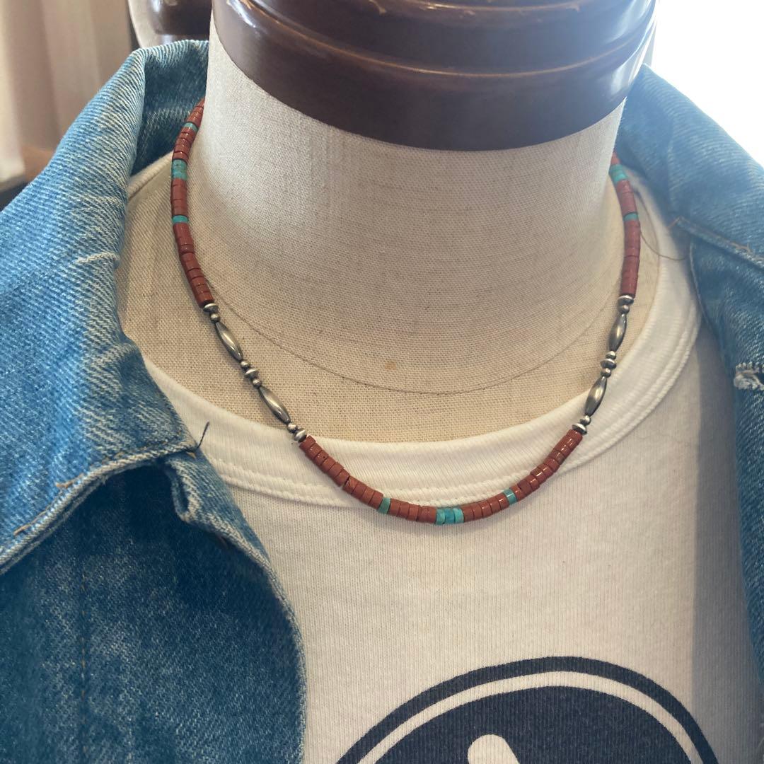 562ジャスパーとターコイズSV925ナバホパールのオリジナルデザインネックレス