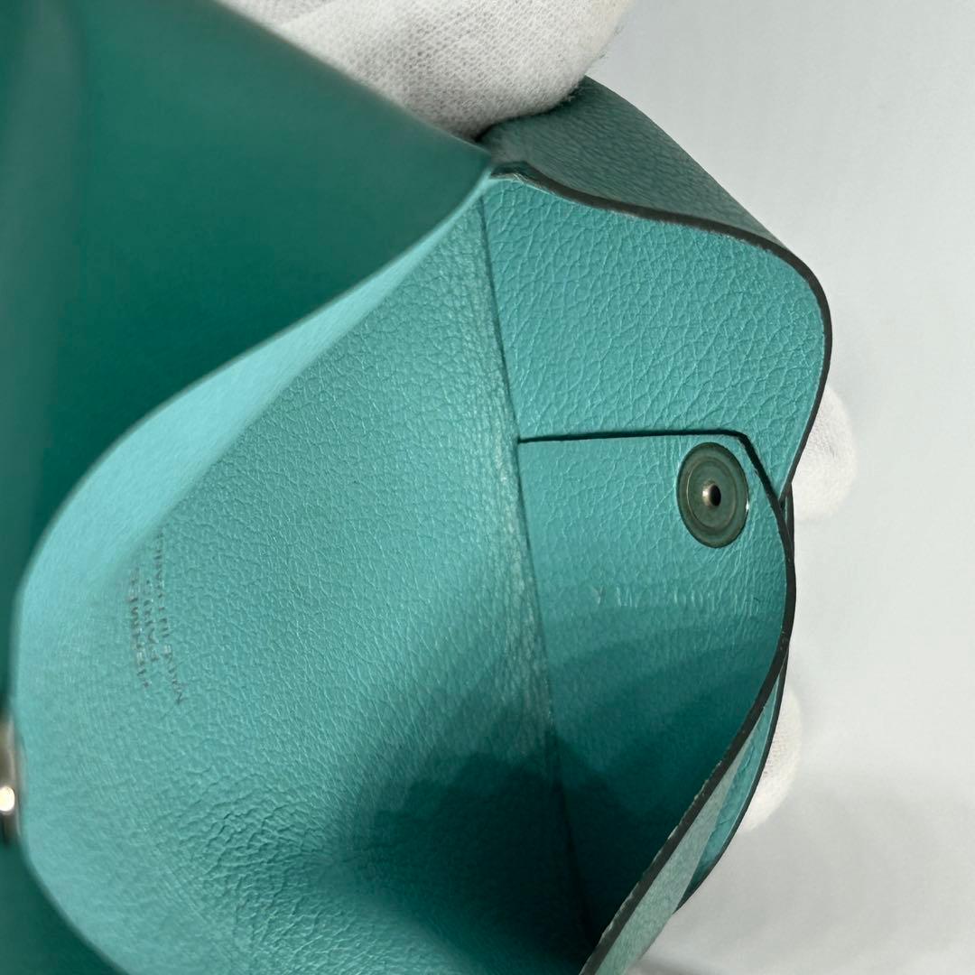 【美品】エルメス カルヴィ カードケース 名刺入れ 緑×水色