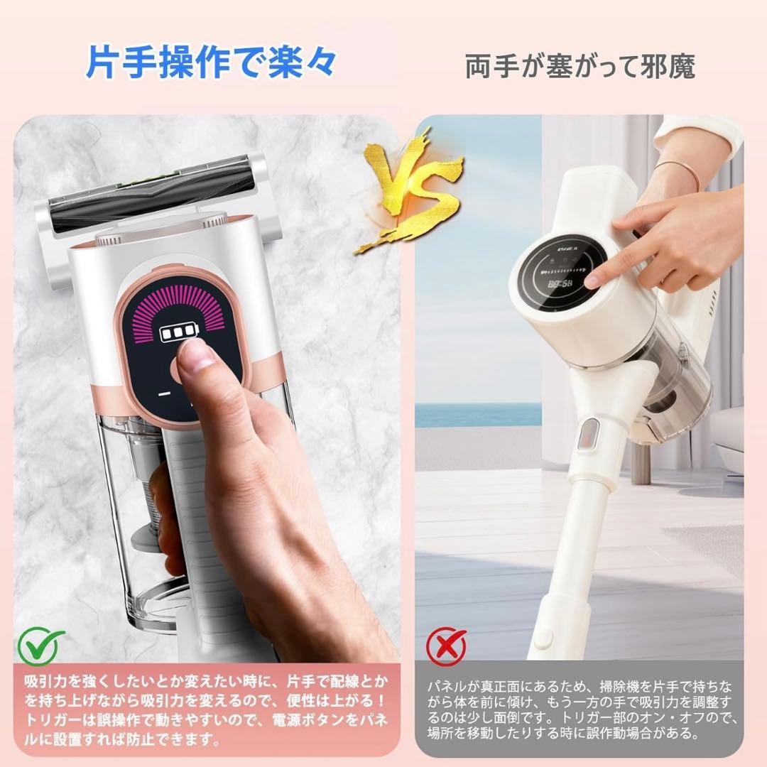 【専用】掃除機 コードレス 超強力吸引 LEDライト 2in1置くだけ充電