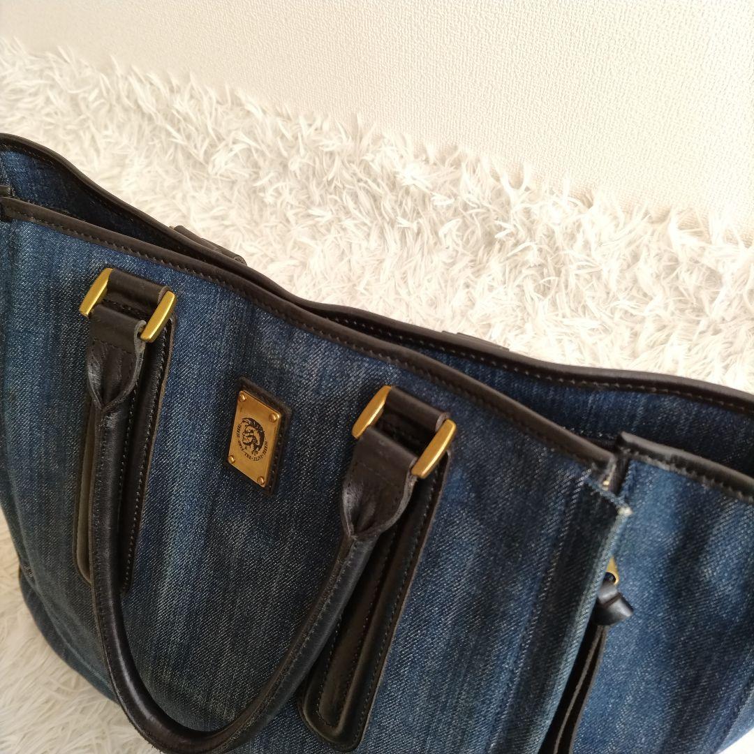 DIESEL　ディーゼル　トートバッグ　デニム　A4サイズ　レザー ハンドバッグ