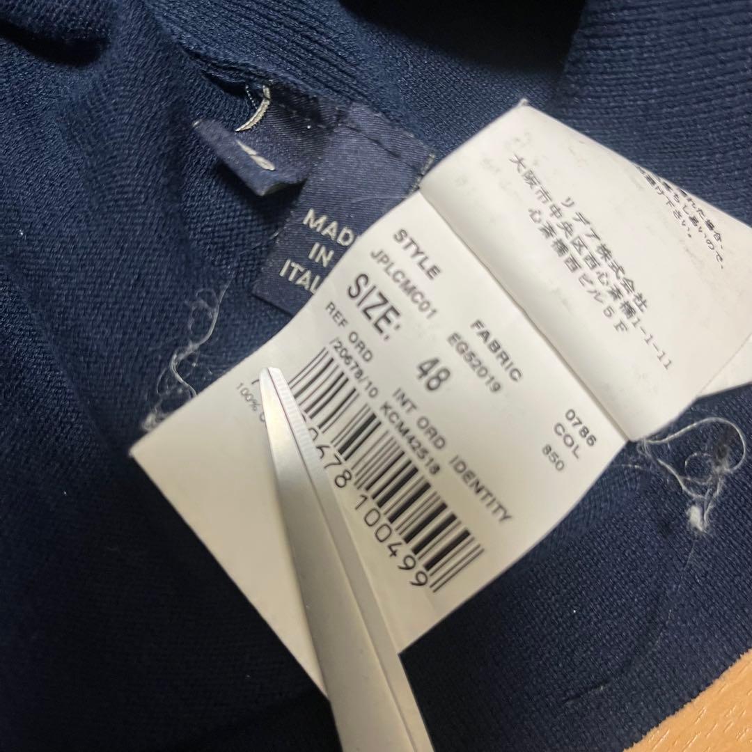 LARDINI ラルディーニ オープンカラー ニット 半袖 シャツ ネイビー