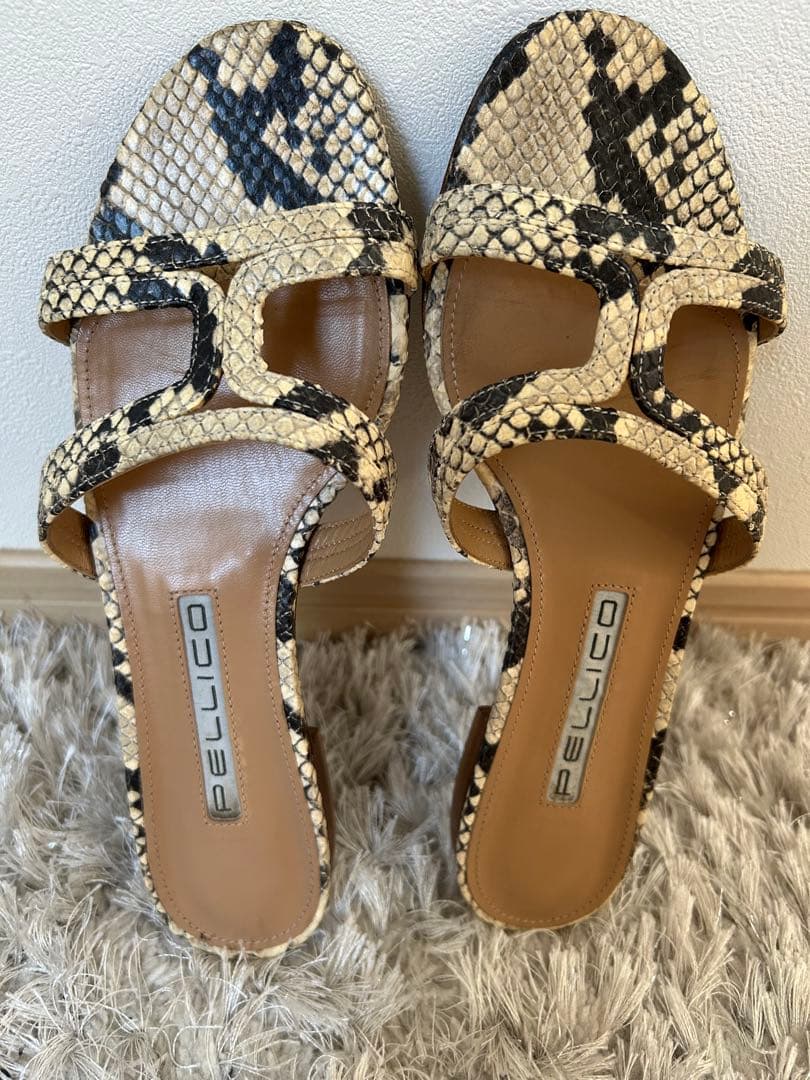 PELLICO“SAMI” パイソン柄フラットミュールサンダル　ペリーコ　39