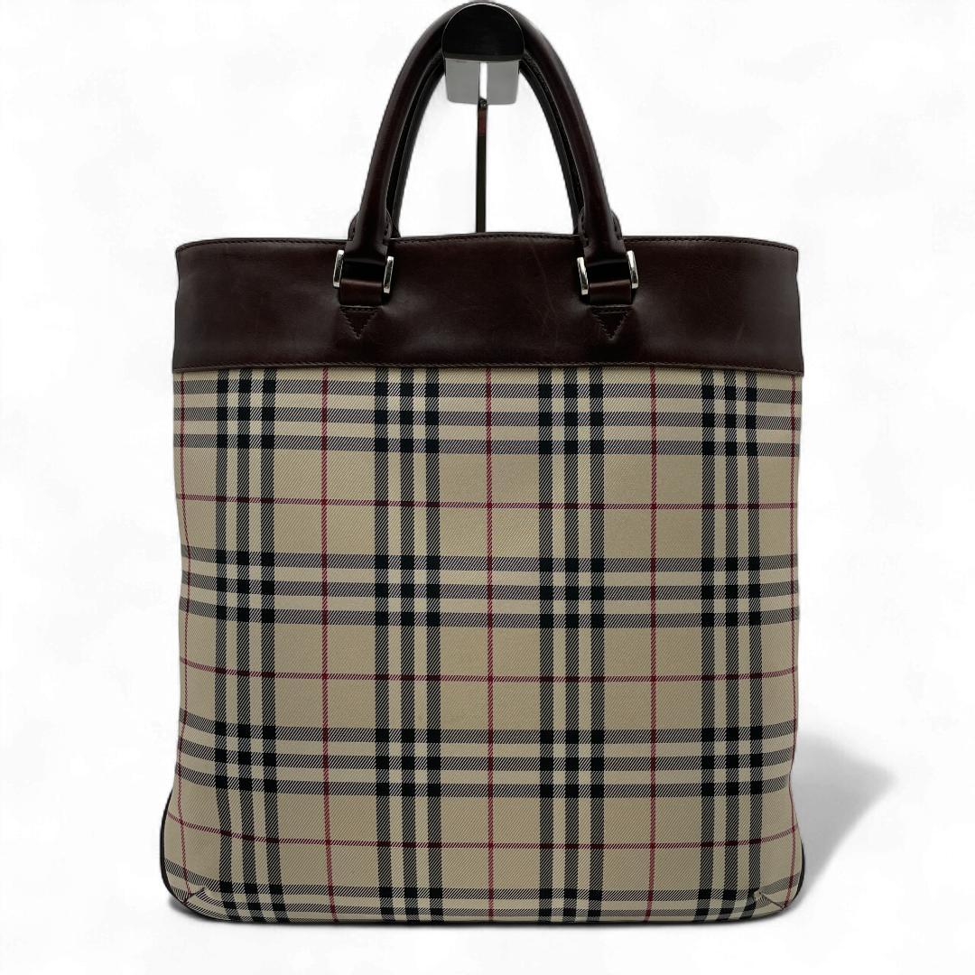 BURBERRY トートバッグ キャンバス レザー ノバチェック ロゴプレート