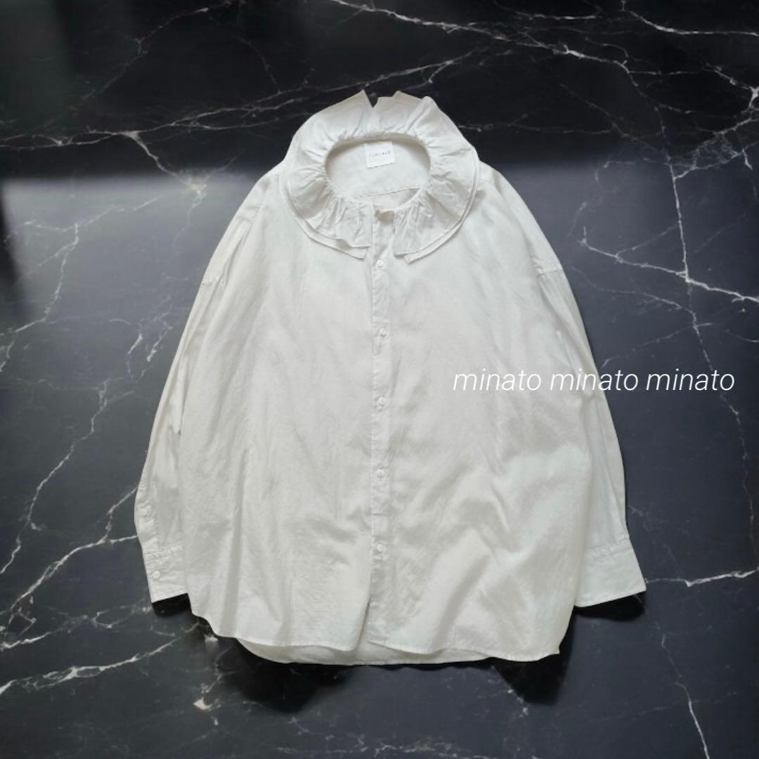 hi⭐︎ 極美品 トゥジュー コットン シルク ラッフルカラー バギーシャツ