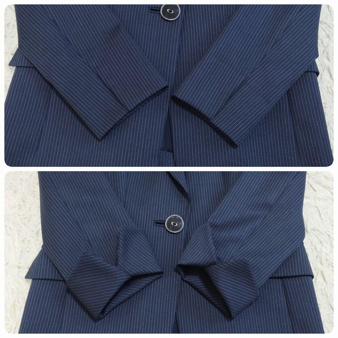 銀座マギー　パンツスーツ　セットアップ　背抜き　ネイビー　ストライプ　40